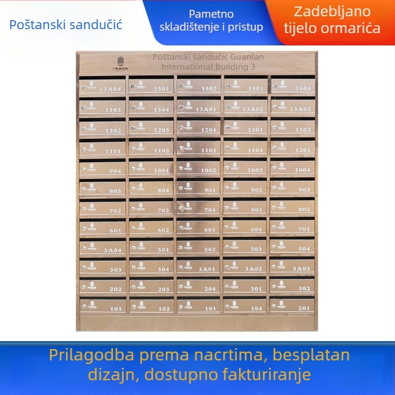 Poštanska kutija od nehrđajućeg čelika, zidna, za stambene kvartove, unutarnja i vanjska upotreba, višeslojna s višestrukim odjeljcima, stil vile