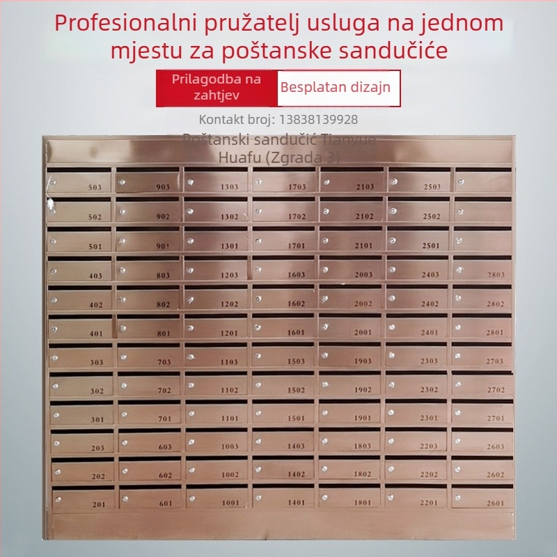 Poštanska kutija od nehrđajućeg čelika, zidna, za stambene kvartove, unutarnja i vanjska upotreba, višeslojna s višestrukim odjeljcima, stil vile
