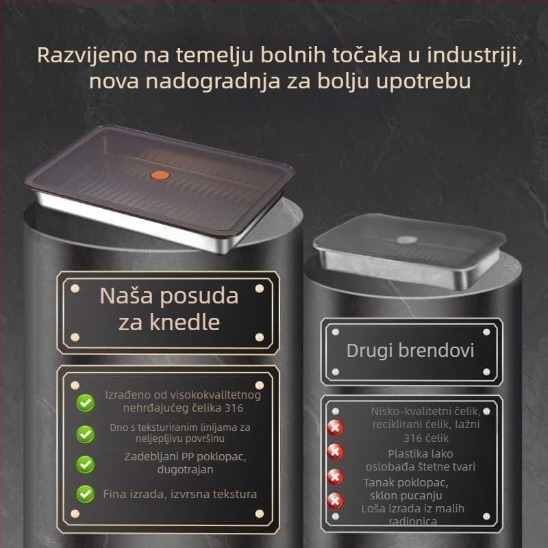 Kutija od nehrđajućeg čelika 316 za skladištenje knedli sa poklopcem, višenamjenska posuda za hladnjak i zamrzivač s čvrstom brtvom