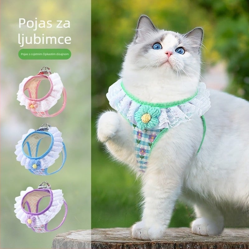 Povodac za mačke s prsnim remenom u stilu vesta