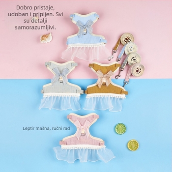 Postroj u stilu prsluka za male mačke i pse, s prednjim i stražnjim remenom protiv bijega, s haljinom za princezu