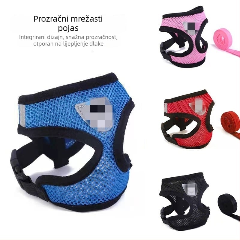 Prozračna mrežasta prsna hama s vodilom za male i srednje pse