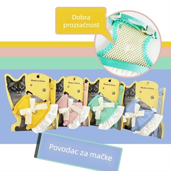 Postroj za mačke s mašnicom, prozračan prsni štit, protiv izlaska, za odrasle mačke i mačiće