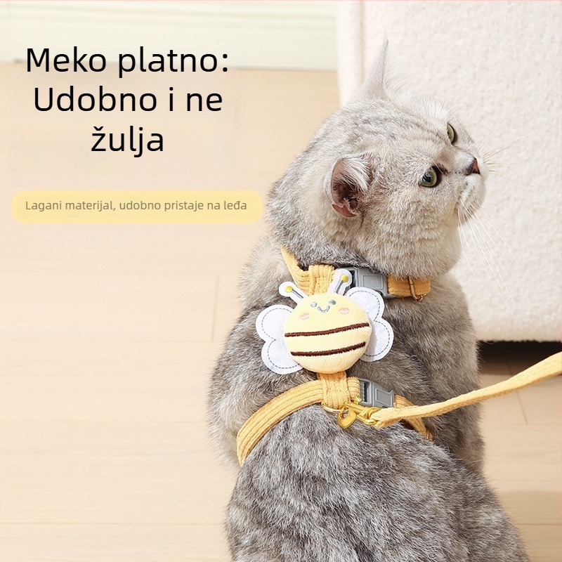 Na skladištu: postroj i povodac za mačke s dizajnom protiv bijega, regulirani vest-stil, I-oblik remena za šetnju