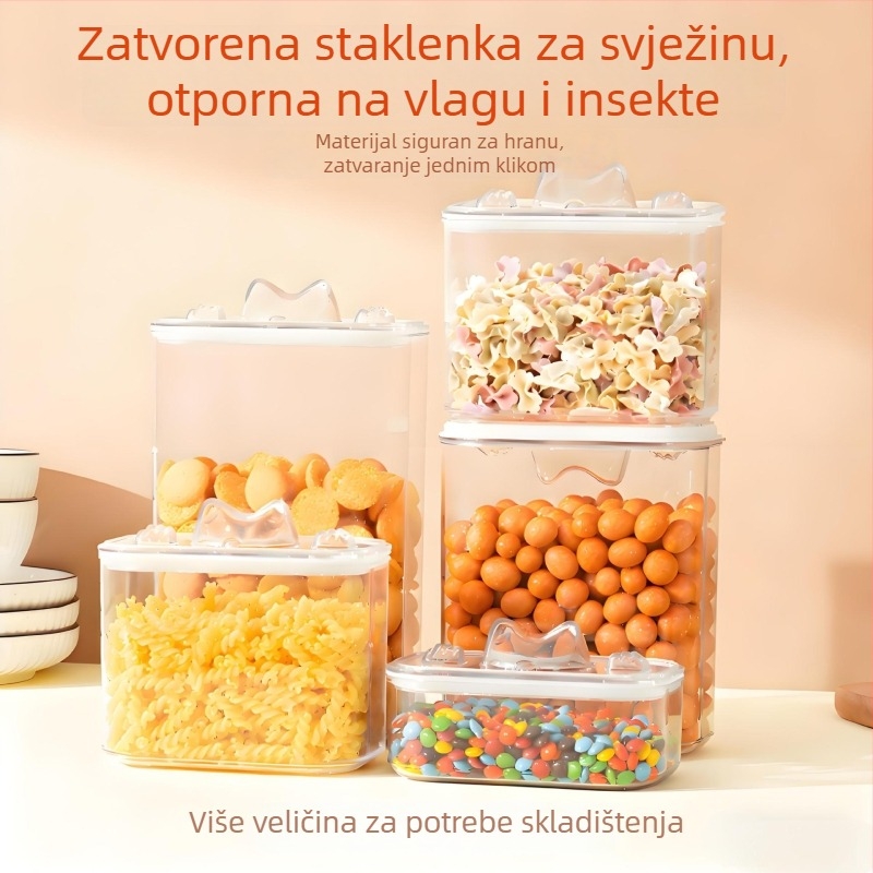 Velika plastična kutija za skladištenje hrane za kućne ljubimce (pas i mačka), prozirna, zapečaćena