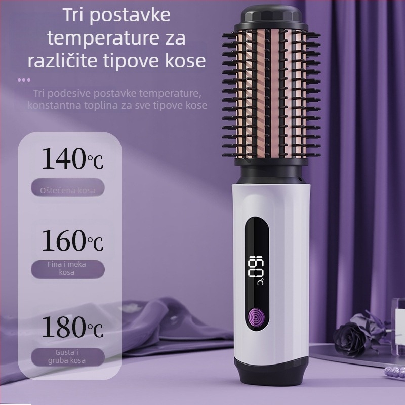 Bežični grijani uređaj za kovrčanje i ravnanje kose, nježan prema kosi, prenosni dvostruki styler – ravnanje i kovrčanje, turmalin-keramičko grijanje