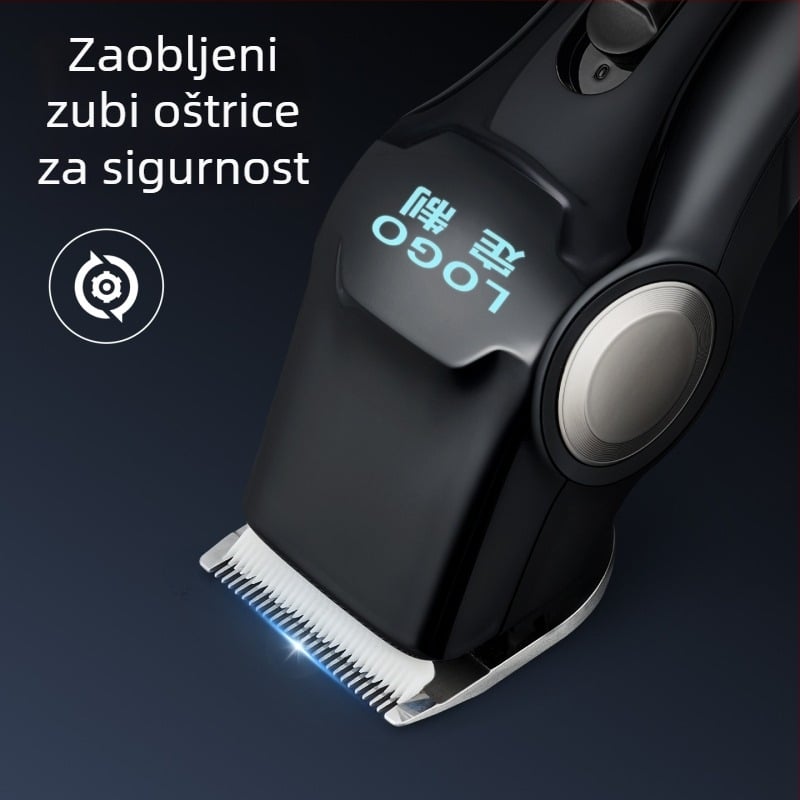 Profesionalni kliper za kosu s nožem od nehrđajućeg čelika, muški električni trimer za kosu, snažan kliper s digitalnim zaslonom, brushless motor