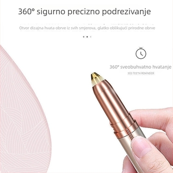 Električni trimer za obrve, punjiv, prijenosan, nježan prema koži