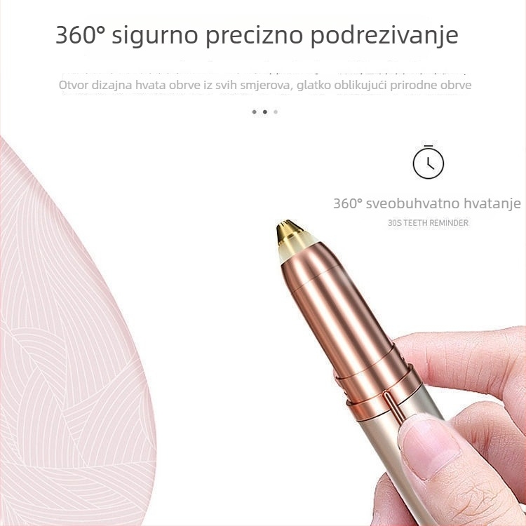 Električni trimer za obrve, punjiv, prijenosan, nježan prema koži
