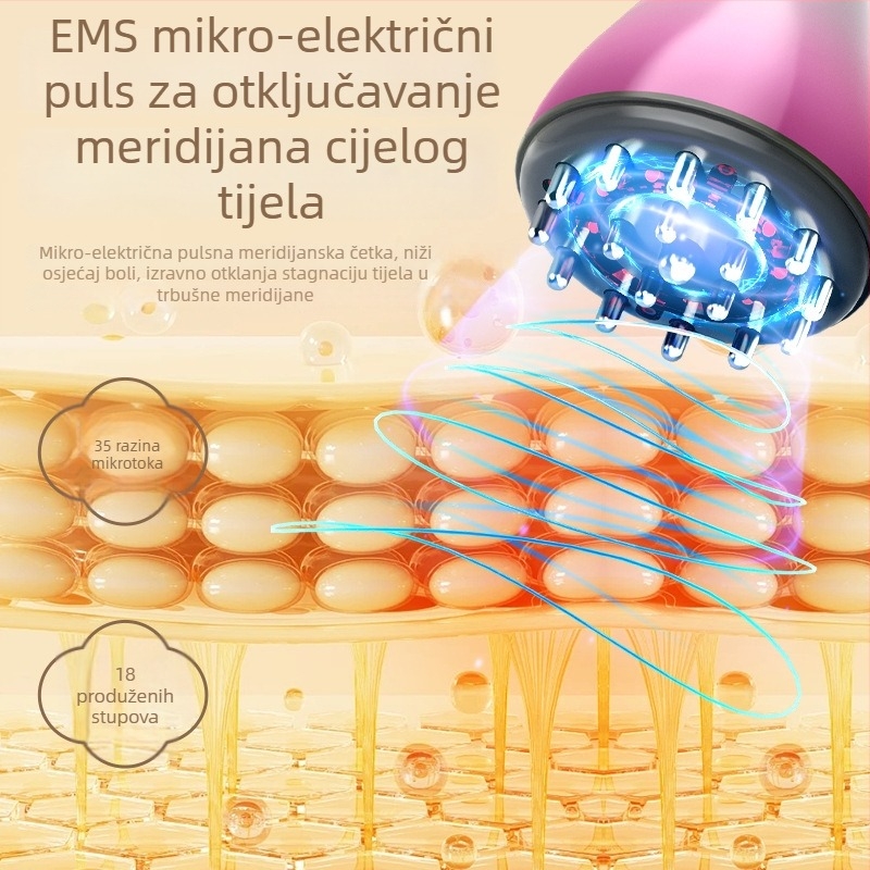 Električna meridijanska četkica za cijelo tijelo, masaža trbuha, uređaj za čišćenje meridijana, grijanje gua sha i masažni alat za trbuh