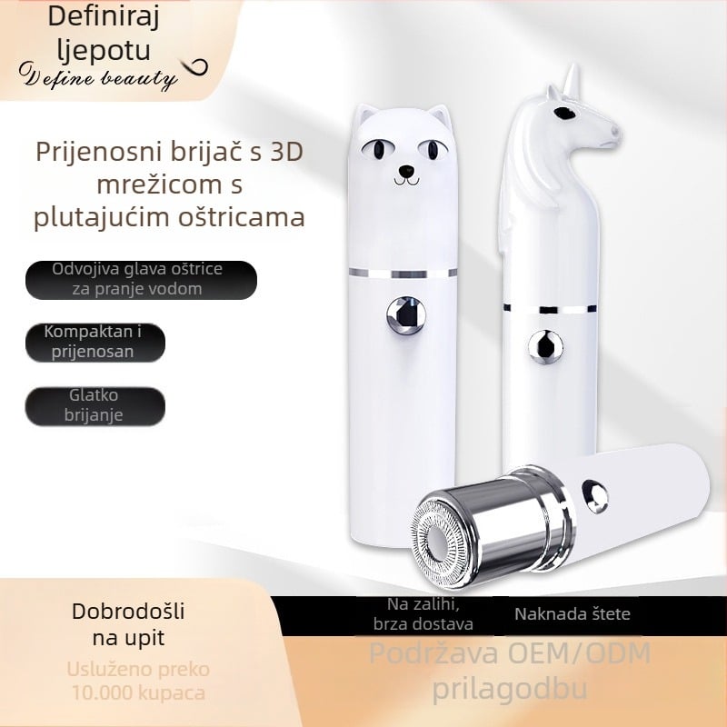 Rotirajući električni brijač za muškarce, kompaktan i prijenosan, USB punjenje, s odvojivom glavom