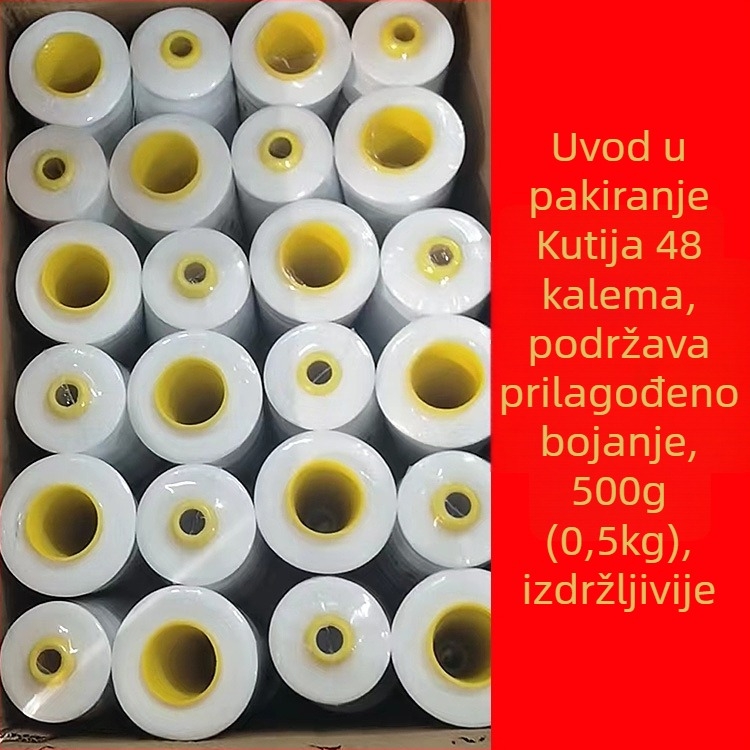 Poliesterska šivaća nit, 500 g, crno-bijela, za šivaće strojeve, fina nit