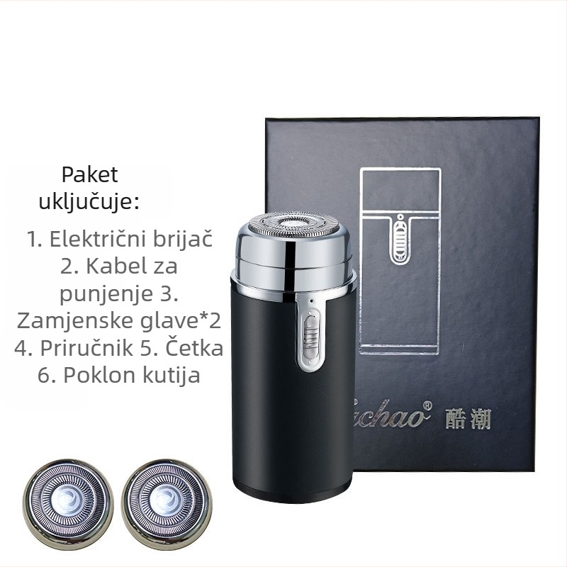 Muški električni brijač s dvostrukom rotirajućom glavom, USB punjenje, za brijanje ćelavih glava