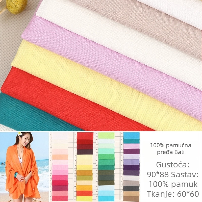 60s 90×88 potpuno češljana pamuk Bali pređa, obojena tkanina za šal i podstavu