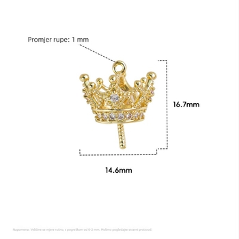 Set od 8 Crown Pendant za ključeve za DIY nakit — eye rivets i cap studs, phone chain i bag charm