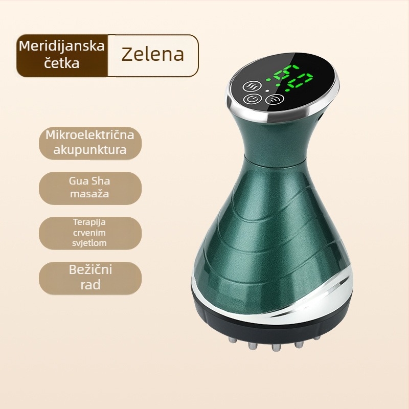 Električni gua sha masažer za trbuh i tijelo, četka za meridijane nogu, alat za čišćenje meridijana i četka za cupping cijelog tijela