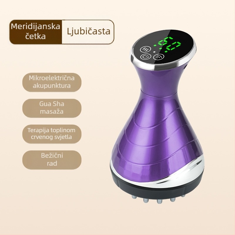 Električni gua sha masažer za trbuh i tijelo, četka za meridijane nogu, alat za čišćenje meridijana i četka za cupping cijelog tijela