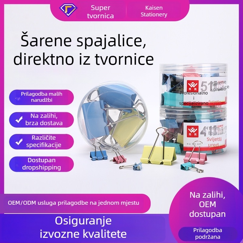 Obojeni metalni klipse za dokumente s dugim repom