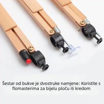 Drveni edukativni set: veliko trokutasto pravilo, kutomjer i kružilo