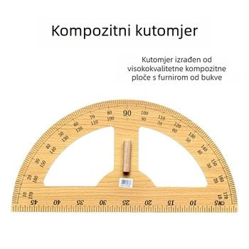 Drveni edukativni set: veliko trokutasto pravilo, kutomjer i kružilo