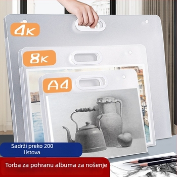 PP umjetnički portfel s torbom za pohranu crteža, A4 veličina, mat završna obrada, 4K/8K djela