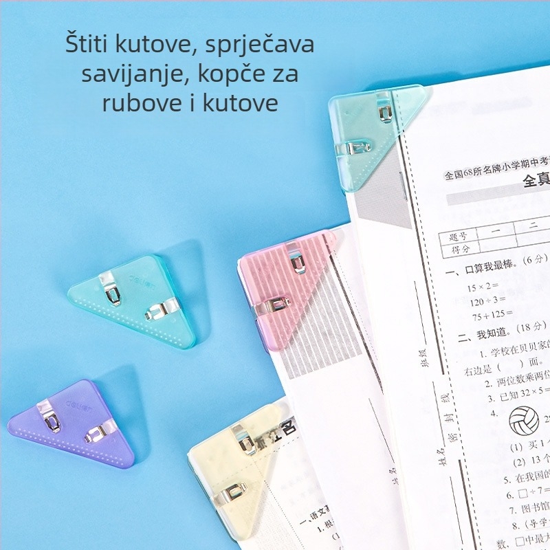 Deli QJ8530 Trokutasti klip – rubni stezalj i trokutni folder za učenike