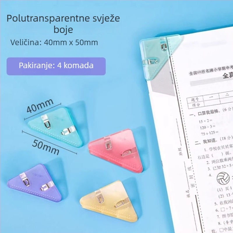 Deli QJ8530 Trokutasti klip – rubni stezalj i trokutni folder za učenike