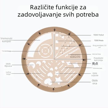KOKUYO Guoyu Zamjenski dijelovi za bilježnicu — višestruki rotirajući šablonski ravnalo i kružno ravnalo za učenike