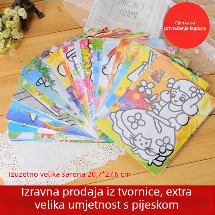 Set za slikanje pijeskom s mačkom – šarena podloga, DIY ručna izrada za djecu