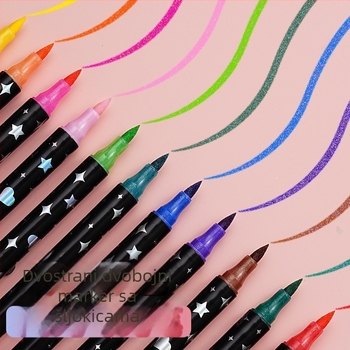 Set dvostrukog vrha s dvije boje glitter-markera za umjetnost, crtanje i grafite – akvarel marker set