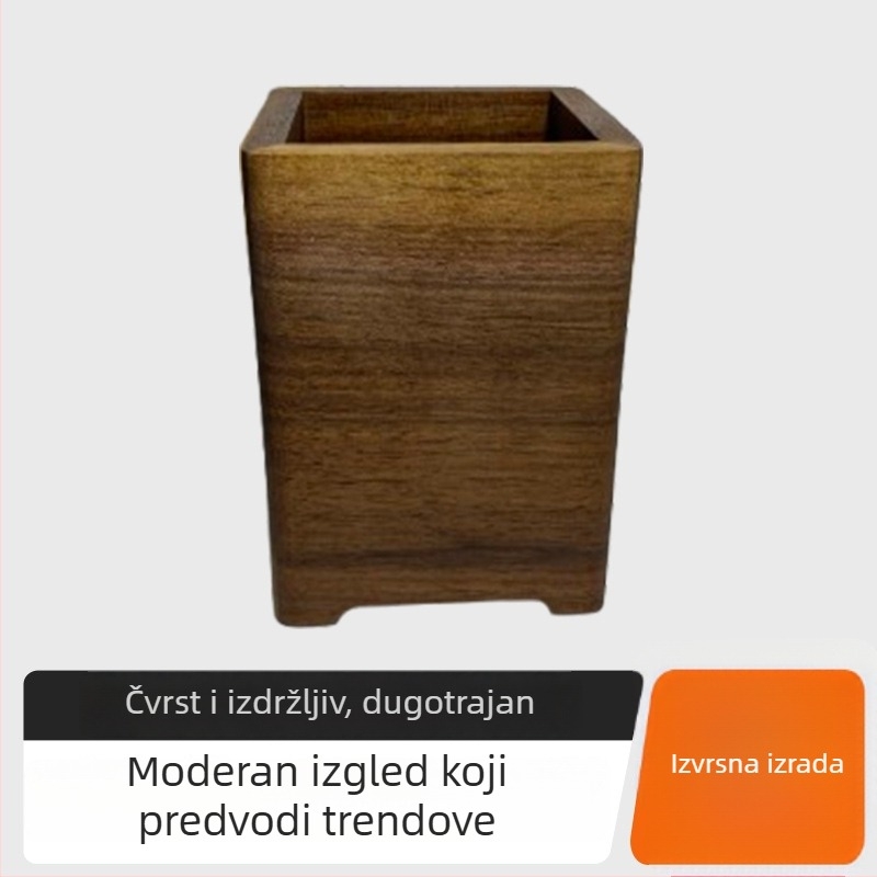 Držač olovaka od orahovog drveta – kreativni drveni organizator stola i dekoracija