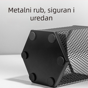 Deli PK910 Metalni držač olovaka — mrežasti, šesterokutni stolni organizator