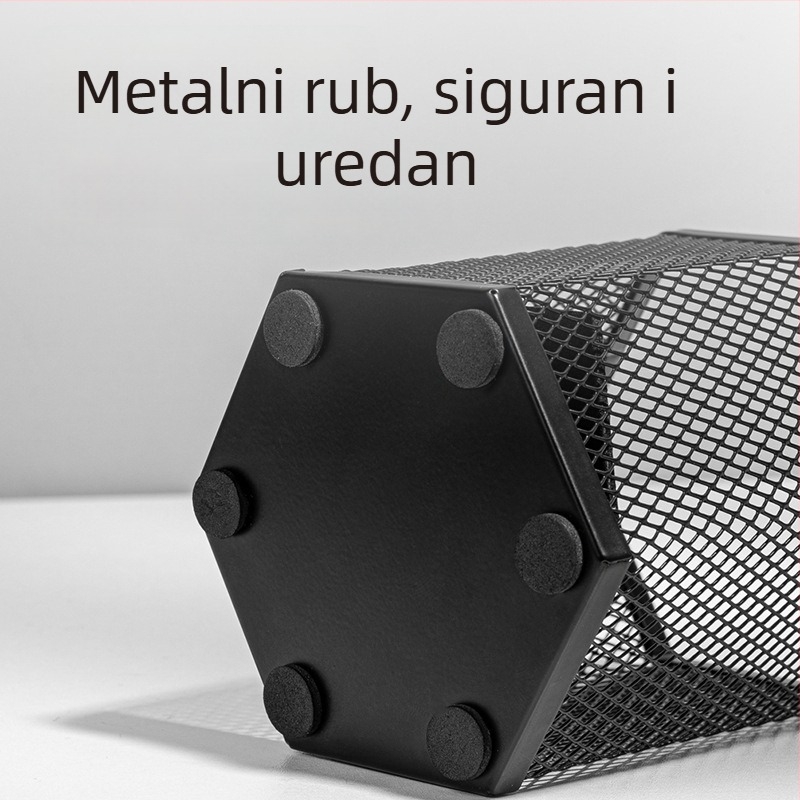 Deli PK910 Metalni držač olovaka — mrežasti, šesterokutni stolni organizator