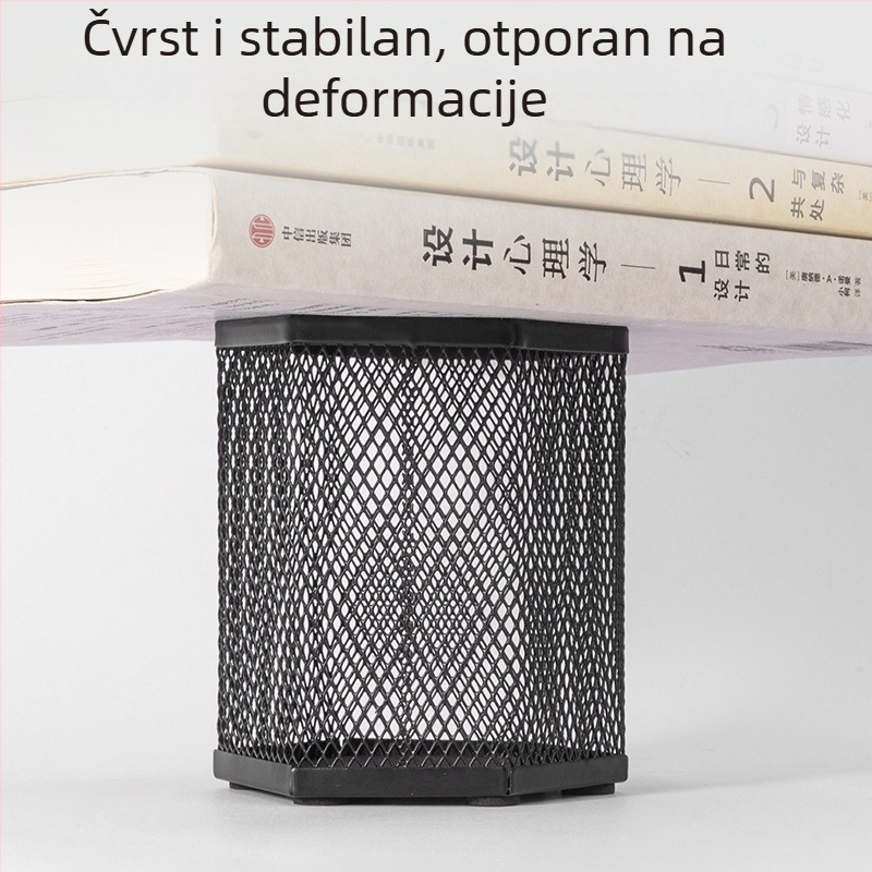 Deli PK910 Metalni držač olovaka — mrežasti, šesterokutni stolni organizator