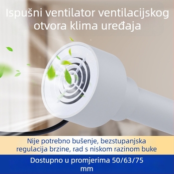 Ventilator za odvod zraka iz klimatizacije s otvorima 75/63/50, mala soba, tih kućni ventilator za ventilaciju