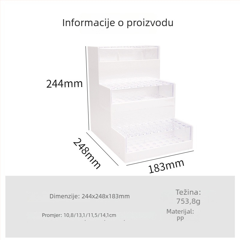Prozirni višerazinski stalak za olovke na stolni izložbeni prostor, stil ljestve, dimenzije 244×248×183 mm