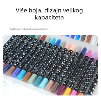 Dvostrani fluorescentski marker s tekućom tintom, unaprijeđen dvobojni debeli mekani vrh – set markera za crtanje sa sjajem