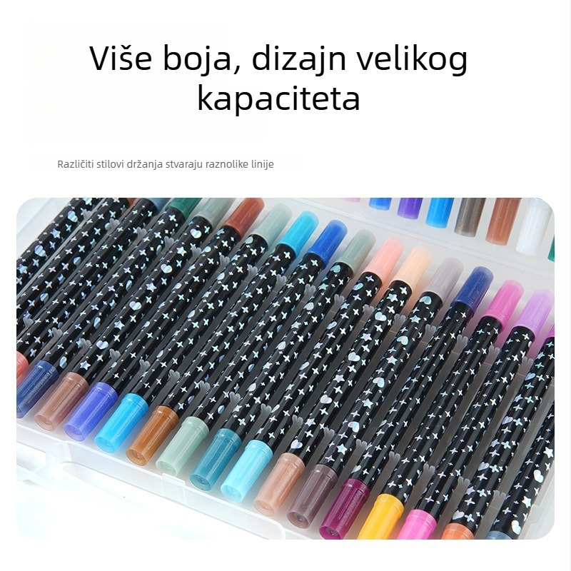 Dvostrani fluorescentski marker s tekućom tintom, unaprijeđen dvobojni debeli mekani vrh – set markera za crtanje sa sjajem