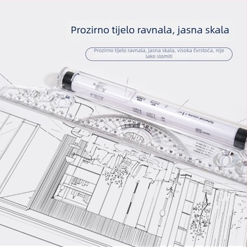 Fandi marka paralelno ravnalo 30 cm, plastično ravnalo s balansom, ravnalo za crtanje, kutomjer, rolno ravnalo i arhitektonsko dizajnersko ravnalo sa skalom