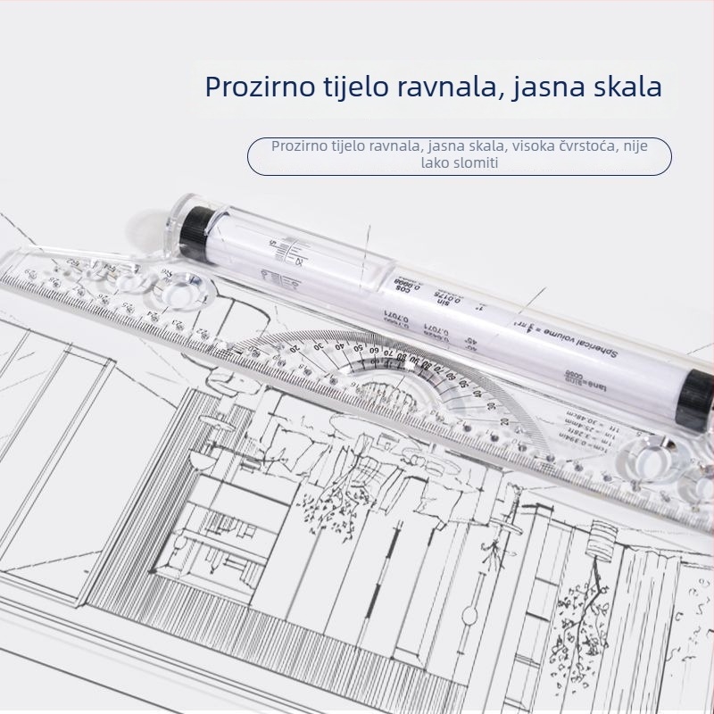 Fandi marka paralelno ravnalo 30 cm, plastično ravnalo s balansom, ravnalo za crtanje, kutomjer, rolno ravnalo i arhitektonsko dizajnersko ravnalo sa skalom