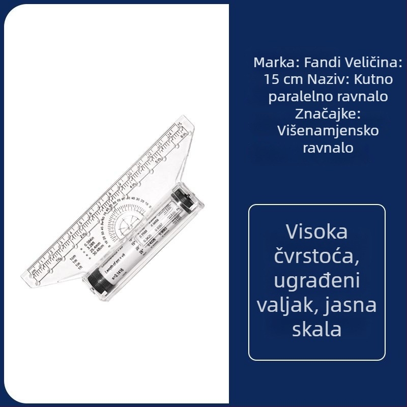Fandi marka paralelno ravnalo 30 cm, plastično ravnalo s balansom, ravnalo za crtanje, kutomjer, rolno ravnalo i arhitektonsko dizajnersko ravnalo sa skalom