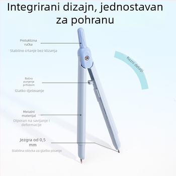 Deli integrirano metalno kružilo u obliku olovke za učenike osnovne i srednje škole, jednostavno za odlaganje, s grafitnim punjenjem