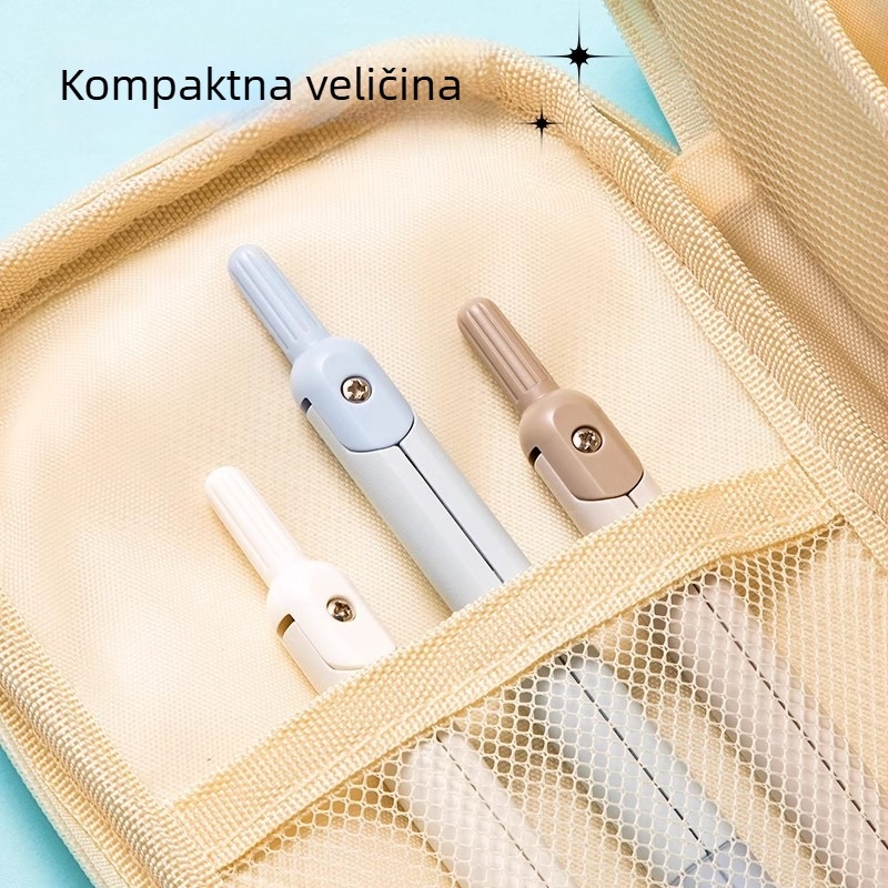Deli metalni kompas u obliku pera, s tipkom za oslobađanje vrha, profesionalni alat za crtanje, rezervni vrhovi za geometriju i matematiku
