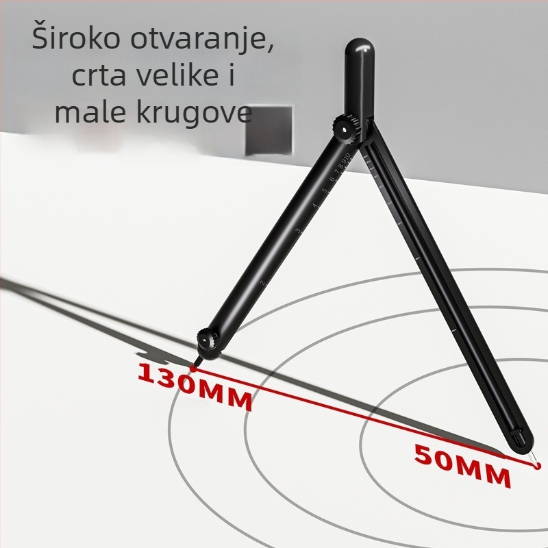 Kružilo u obliku pera s digitalnim zaslonom i integriranim ravnalo za učenike, praktičan geometrijski alat