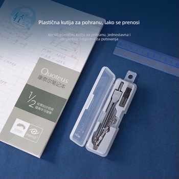 Deli 8601 Set kompas za učenike i inženjersko crtanje, profesionalni alat za crtanje, metalni završetak