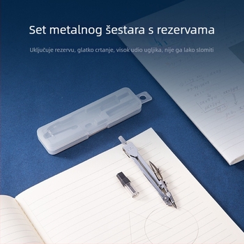 Deli 8601 Metalno kružilo za tehničko crtanje, set za učenike s rezervnim grafitnim olovkama