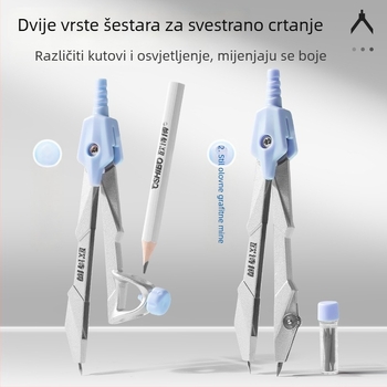 Set kompasa i ravnila za učenike, alati za crtanje, 9 dijelova od aluminijske legure