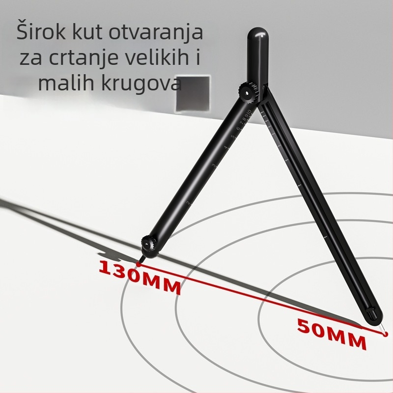 Metalni alat u obliku olovke s digitalnim zaslonom, kružnim mjeračem i integriranim ravnalom – višenamjenski set za crtanje za ispite