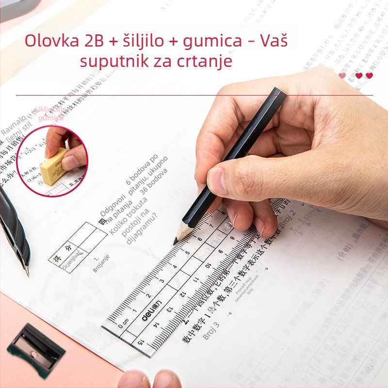Deli 72151 Set kompasa – 8-dijelni alat za crtanje za učenike