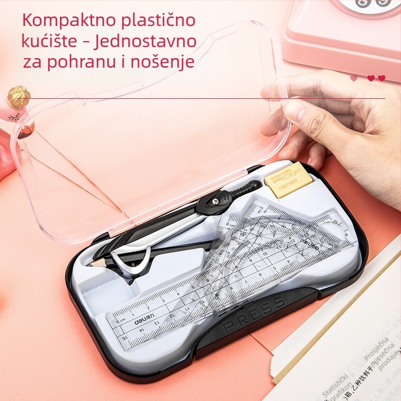 Deli 72151 Set kompasa – 8-dijelni alat za crtanje za učenike